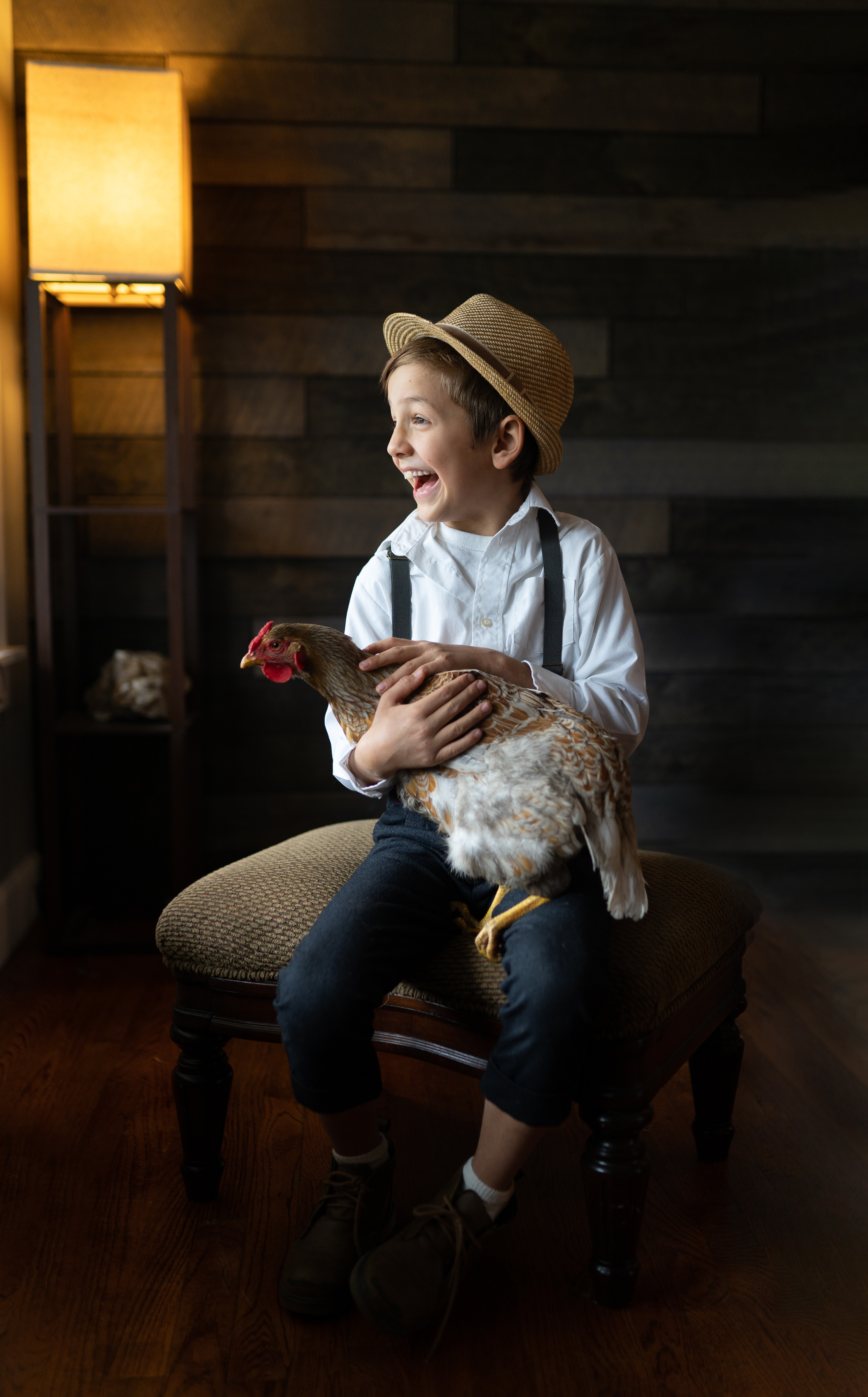 Boy with a chicken